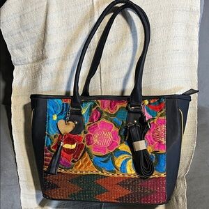 Floral Embroidered Tote Bag